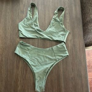 Forest green high waisted bikini